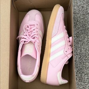 Adidas Women's Pink and White Sneakers